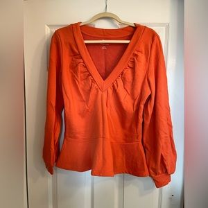 Maeve by Anthropologie Peplum Sweatshirt | L | Orange